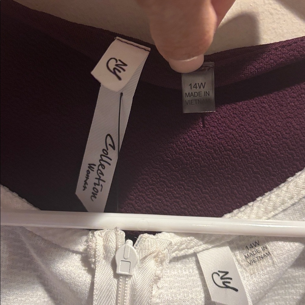 Maroon Dress with White Trim and maroon cropped blazer. Size 14W. - Picture 3 of 7
